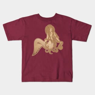 Sitting Mermaid Beige Kids T-Shirt